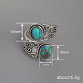 Double Turquoise-Colored Oval Adjustable Bypass Ring In Antiqued Silver Tone view 4