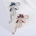 Crystal Ribbon Bouquet Brooch in Blue Silver or Pink Rose Gold view 1