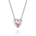 Silver Heart CZ Pendant Cable Chain Necklace Five Colors view 1