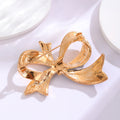 Blue Gold Tone Ribbon Bow Enamel Metal Brooch Pin for Jackets and Lapels view 3