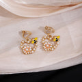 Petite Bee Flower Pearl Look Clip Stud and Hook Earrings view 7