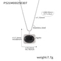 Gold Steel Black Agate Pendant Necklace Seed Bead Chain Stud Earrings view 9