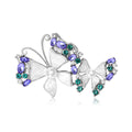 Double Butterfly Brooch in Gold or Silver With Shell Effect Wings view 2