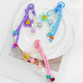 Smiley Daisy Flower Keychain with Pearl Beaded Cord view 1