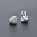 White Gold Geometric Square Pave Stud Earrings Alloy view 2