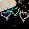 Green Square And Teardrop Crystal Earrings Or Matching Necklace view 3