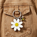White Daisy Bee Keychain With Organza Bag And Thank You Tag Option view 4