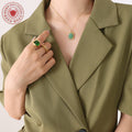 Natural Stone Square Bezel Pendant Necklace Gold Or Steel view 3