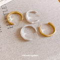 Smooth Chunky Hoop Earrings in Gold and Silver Tones view 3