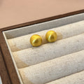 Gold and Silver Brushed Round Dome Stud Earrings in Five Sizes view 7