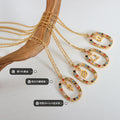 Gold Zodiac Oval Pendant Necklace Multicolor Zircon Frame view 2