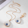 White Irregular Evil Eye Resin Keychain and Pendant Necklace view 2