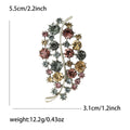 Multicolor Crystal Oval Leaf Brooch with Curved Stem view 5
