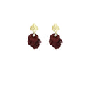 Gold Shell Top and Burgundy Petal Cluster Earrings view 5