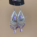Openwork Teardrop Chandelier Hook Earrings in Purple and Blue view 6
