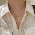Silver Tone Padlock and Cross Pendant Chain Necklace view 2