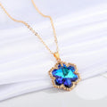Gold Tone Blue Faceted Crystal Pendant Necklaces in Four Shapes view 3