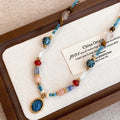 Multicolor Beaded Necklace with Blue Teardrop Pendant view 4