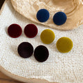 Flocked Round Button Stud Earrings in Three Colors view 3