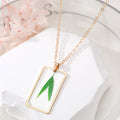 Gold Tone Rectangular Resin Pressed Flower Pendant Necklaces in Seven Designs view 8