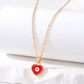 Gold Tone Heart Evil Eye Pendant Necklaces in Four Colors view 6