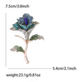 Long Stem Crystal Rose Brooch in Three Jewel Colorways view 7