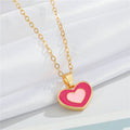 Gold Tone Double Heart Enamel Pendant Necklaces in Six Colorways view 10