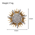 Gold Tone Sunflower Crystal Metal Brooch Pin for Jackets and Lapels view 2