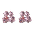 Pink Geometric Cube Glass Crystal Cluster Stud Earrings view 5