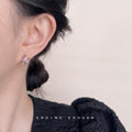 Gold Pink Teardrop Crystal Stud Earrings Multicolor Halo view 2