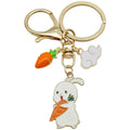 Thirteen White and Pink Rabbit Floral Metal Keychain Designs view 5