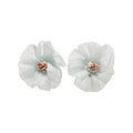 Soft Fabric Flower Stud Earrings In Five Pastel Color Options view 5