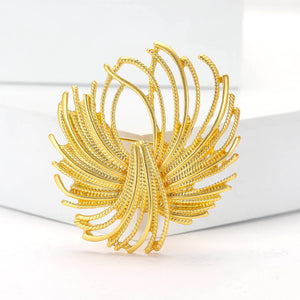 Matte Gold Firework Burst Openwork Metal Brooch Pin