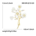 White Blossom Branch Brooch with Gold Tone Stems Clothing Pin view 4