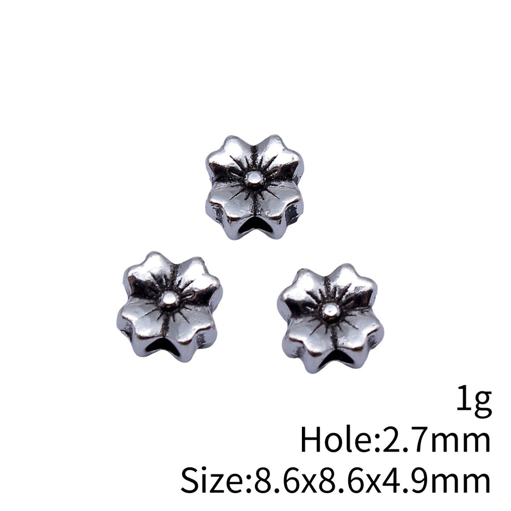 8.6x8.6x4.9mm 1g Antique Silver Zinc Alloy Flower Spacer Beads for DIY Necklace Bracelet Jewelry Making