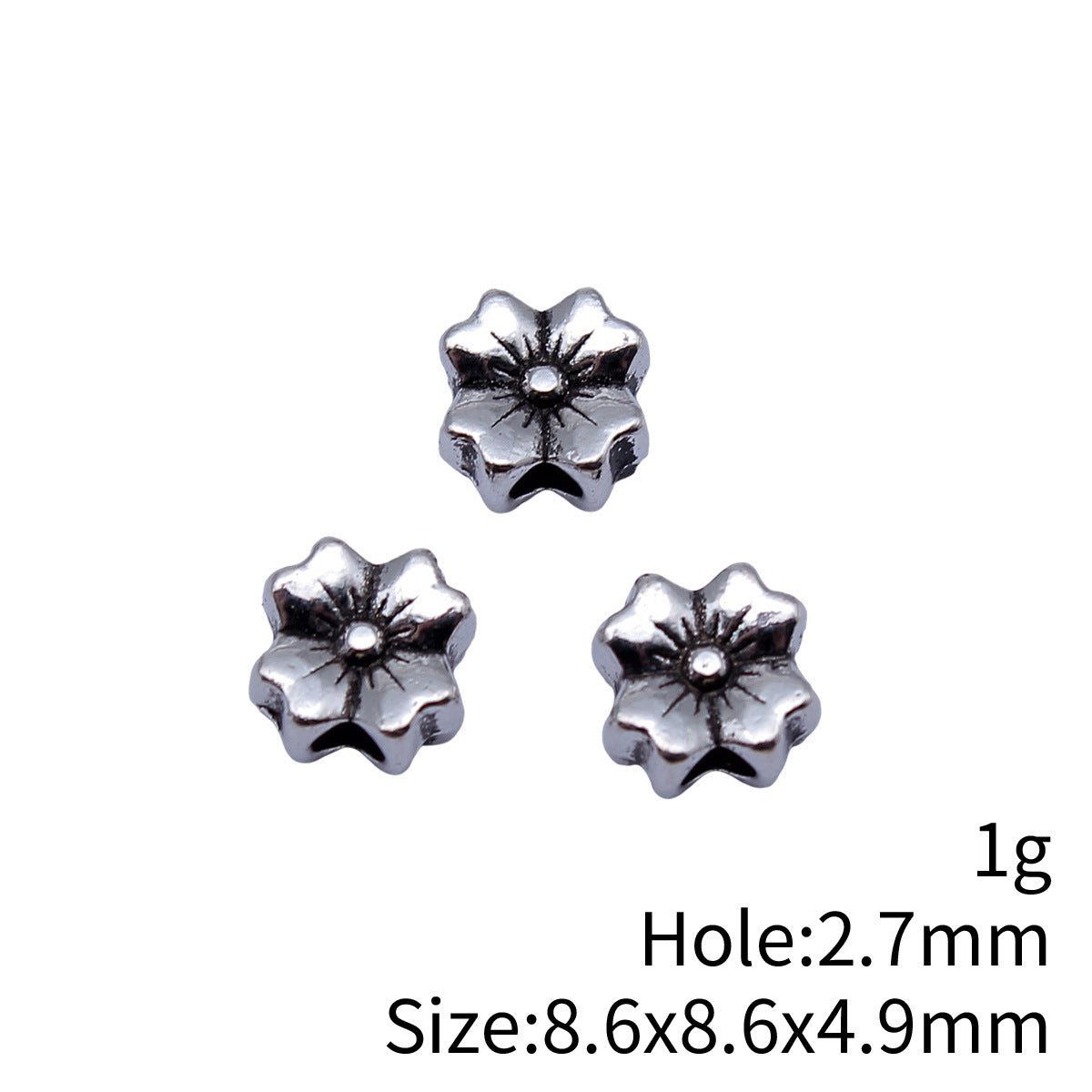 8.6x8.6x4.9mm 1g Antique Silver Zinc Alloy Flower Spacer Beads for DIY Necklace Bracelet Jewelry Making