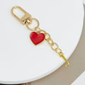 Gold-Tone Letter Charm Keychain with Red Heart Accent view 12