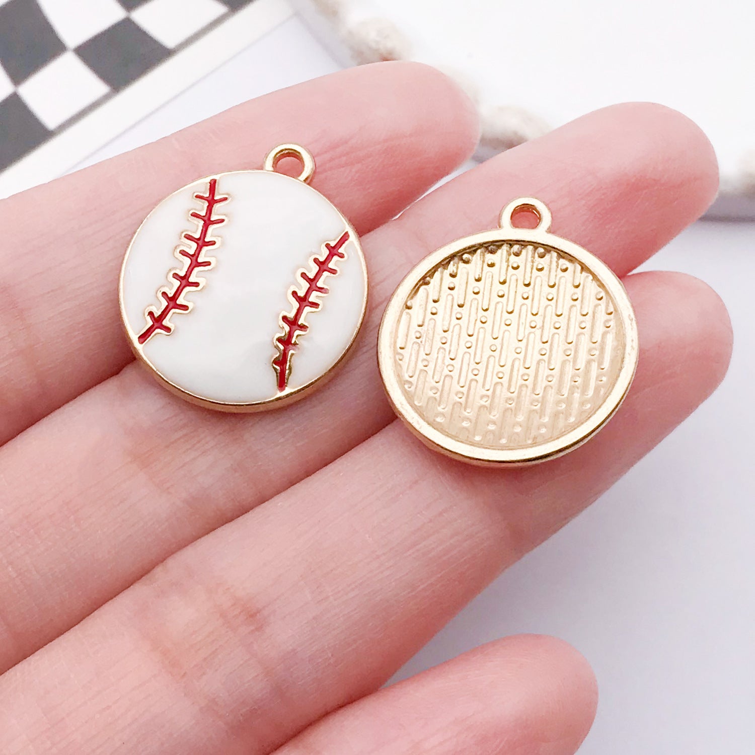 Rhinestone Enamel Zinc Alloy Basketball Charm Pendant for DIY Necklace Keychain Jewelry