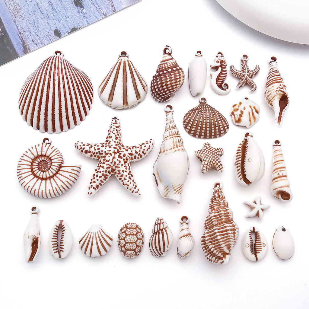 Acrylic Scallop Shell Shell Conch Starfish Charm Pendants
