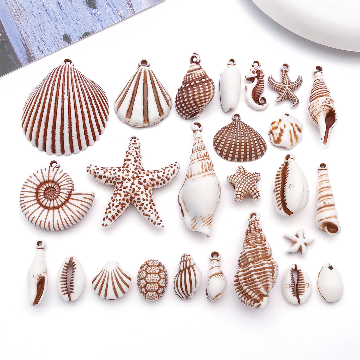 Acrylic Scallop Shell Shell Conch Starfish Charm Pendants
