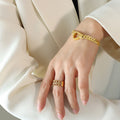Open Heart Curb Chain Bracelet Gold or Steel Finish view 4