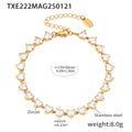 Heart Zircon Tennis Necklace Bracelet Gold Steel Multicolor view 10