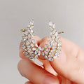 Marquise Leaf Wing Stud Earrings In Gold And Silver Tones view 4