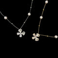 Butterfly Pearl Station Necklaces in Two Colors With Silver-Tone And Gold-Tone Finishes view 2