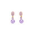 Purple Wing and Pearl Look Ball Statement Stud Earrings view 5