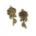 Long Stem Rose Alloy Charms in Two Antique Finishes view 3
