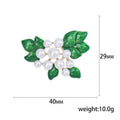 Green Leaf Cluster Brooch With Graduated White Pearls view 5