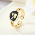 Gold Tone Enamel Angel Medallion Adjustable Rings in Four Colors view 6