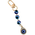 Gold-Tone Evil Eye Bead Chain Keychain With Rhinestone Charm view 5