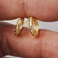 Star Engraved Mini Huggie Hoop Earrings Silver Or Gold Tone view 1